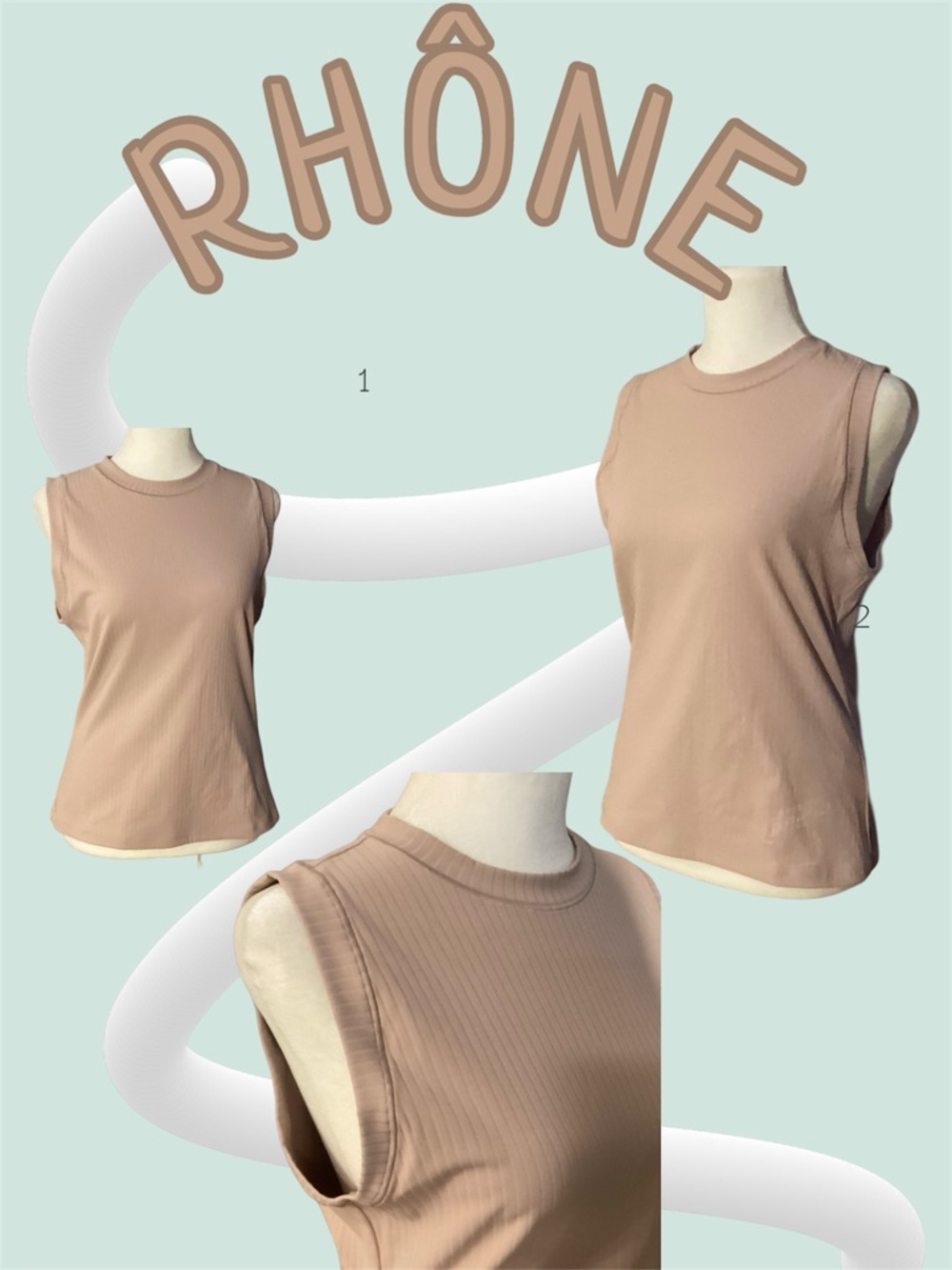 RHÔNE Modern Ribbed Tank sleeveless  top taupe size Medium